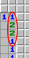 「1–2–2–1」排列模式，範例1，已標示
